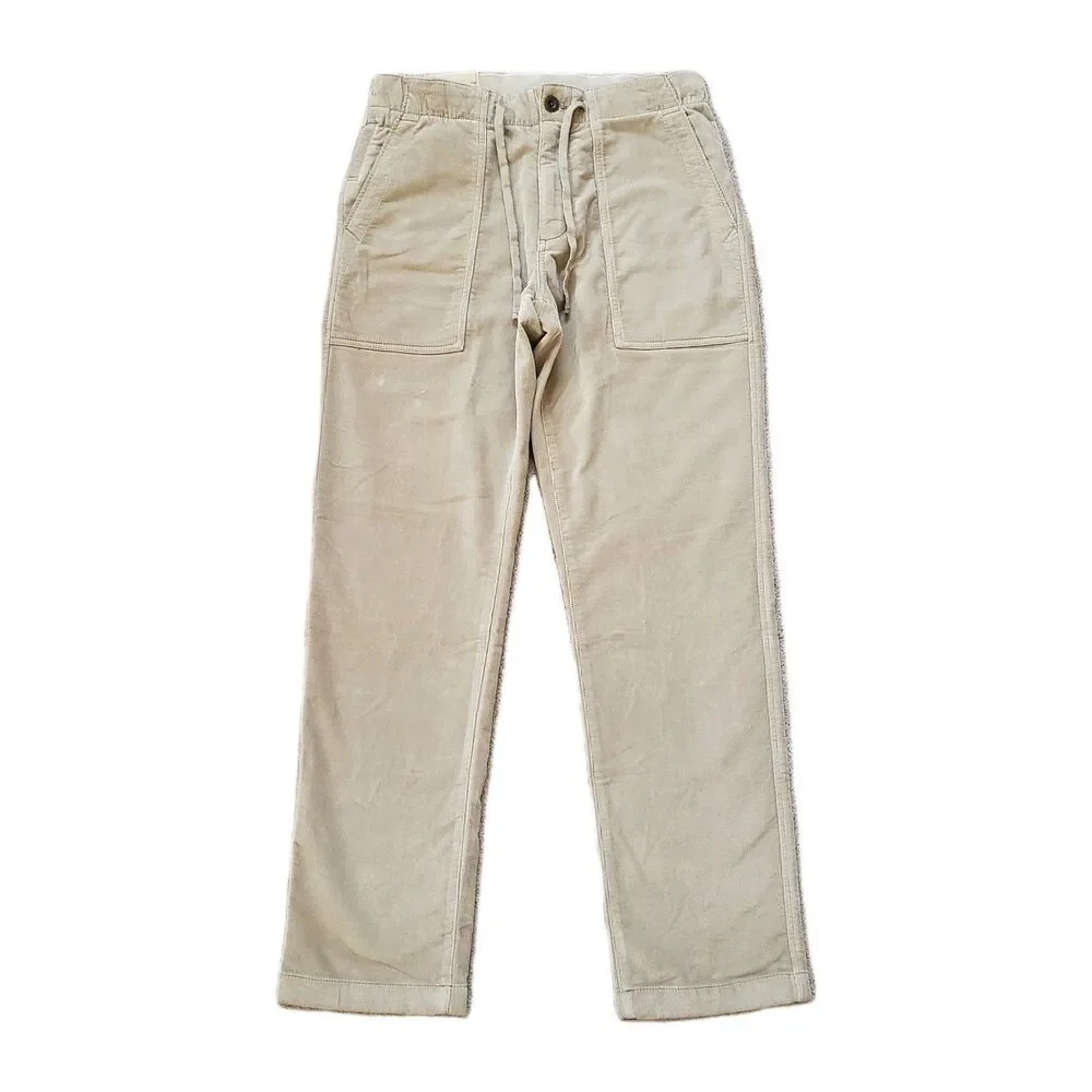 NWT Faherty Stretch Terry Corduroy Size Small Mens Barley Brown Utility Pants